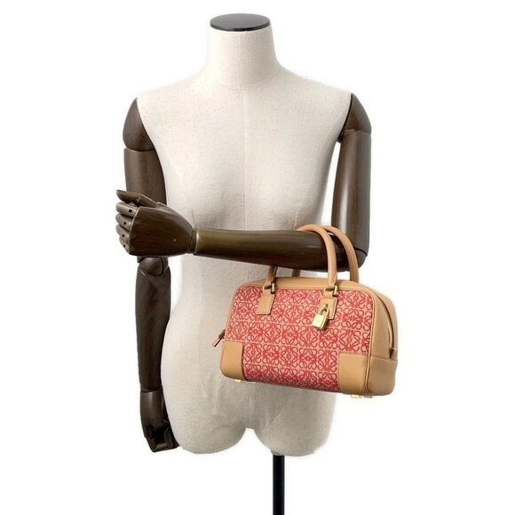 LOEWE Amazona 23 Anagram Size 23 Canvas/Leather Beige/Red - Picture 4 of 14